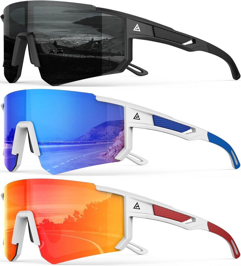 QALLY Store Polarized Sports Sunglasses for Men, UV400 Protection Mens Sunglasses Wrap Around Sun Glasses for Cycling Running - Image 1